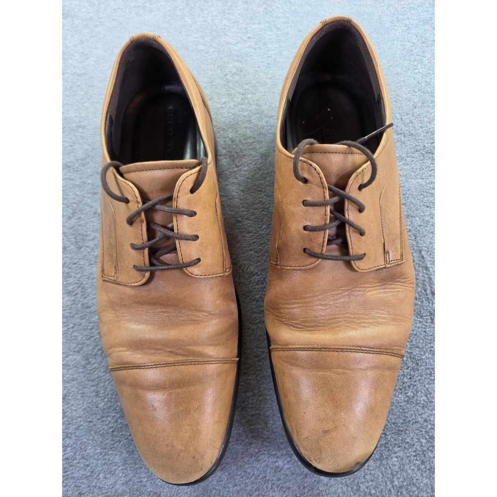 ECCO Citytray Cognac Brown Leather Cap Toe Oxford Dress Shoes Men's US 11 EU 45